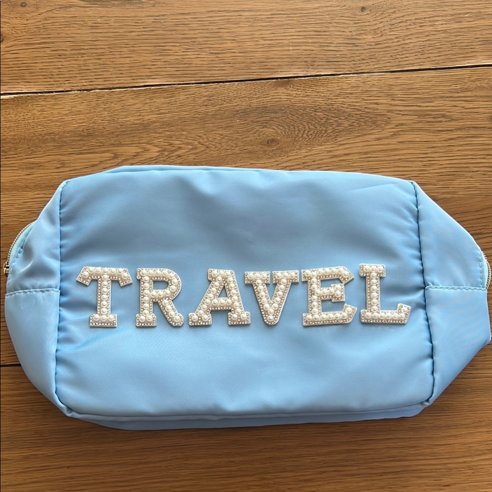 Cosmetic Bag - TRAVEL Pearl Embellishment